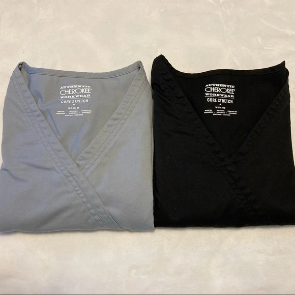 Cherokee Tops - Like New Bundle of 2 Cherokee Core Stretch Mock Wrap Tops M